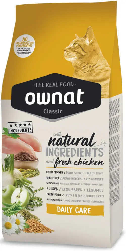 Pour tous jardins:Croquette pour chat adulte Classic Daily Care Ownat - 4 kg