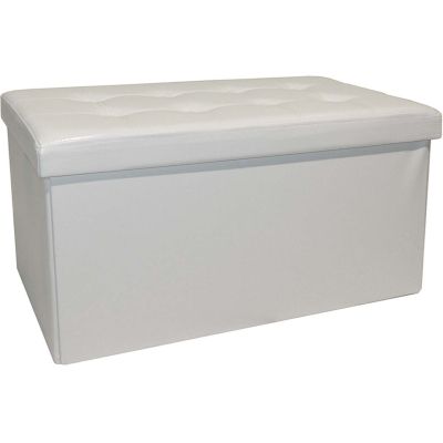 Banc coffre polyuréthane couvercle capitonné (Blanc)