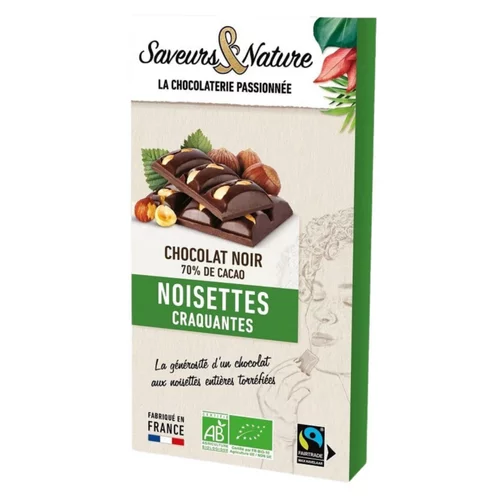 Sélection extérieur:Chocolat noir noisettes entières bio Saveurs et Nature - 100 g
