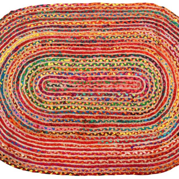 Tapis ovale coloré en jute et coton India
