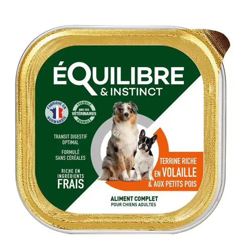 Espace vert confort：Pâtée pour chien volaille pois en barquette de 300 g