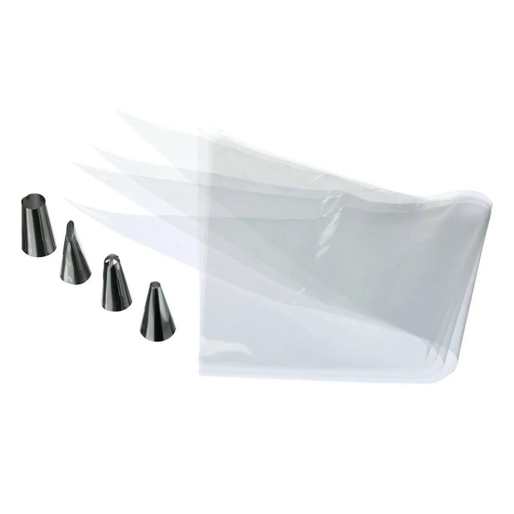 FIVE Poche à douille & 4 embouts jetable 20cm transparent