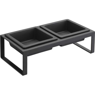 Double gamelle design surélevée pour chat Tower (Noir)