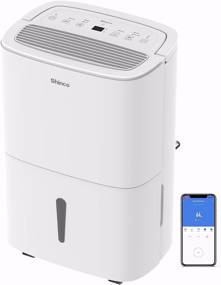 Déshumidificateur Portable Blanc 30L – Purificateur d'Air avec Filtre à Charbon Actif + Minuterie 24h + Drainage Continu