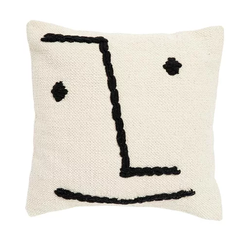 Extérieur solution:Coussin avec visage en coton blanc 45x45 cm