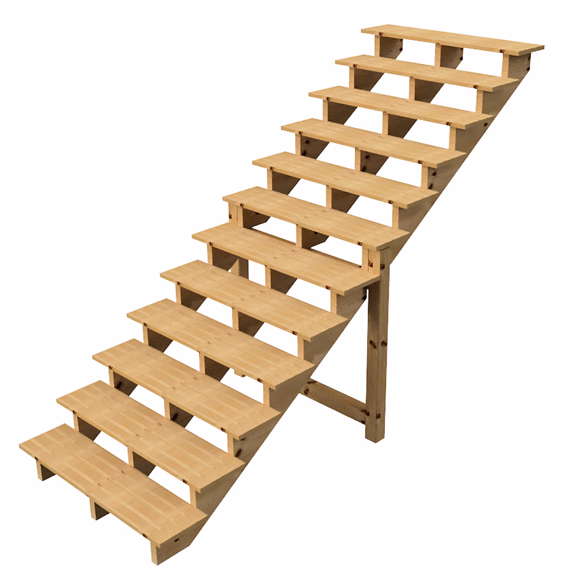 BERLIN Escalier extérieur bois 12 marches H 207cm L-120cm – sans contre marche