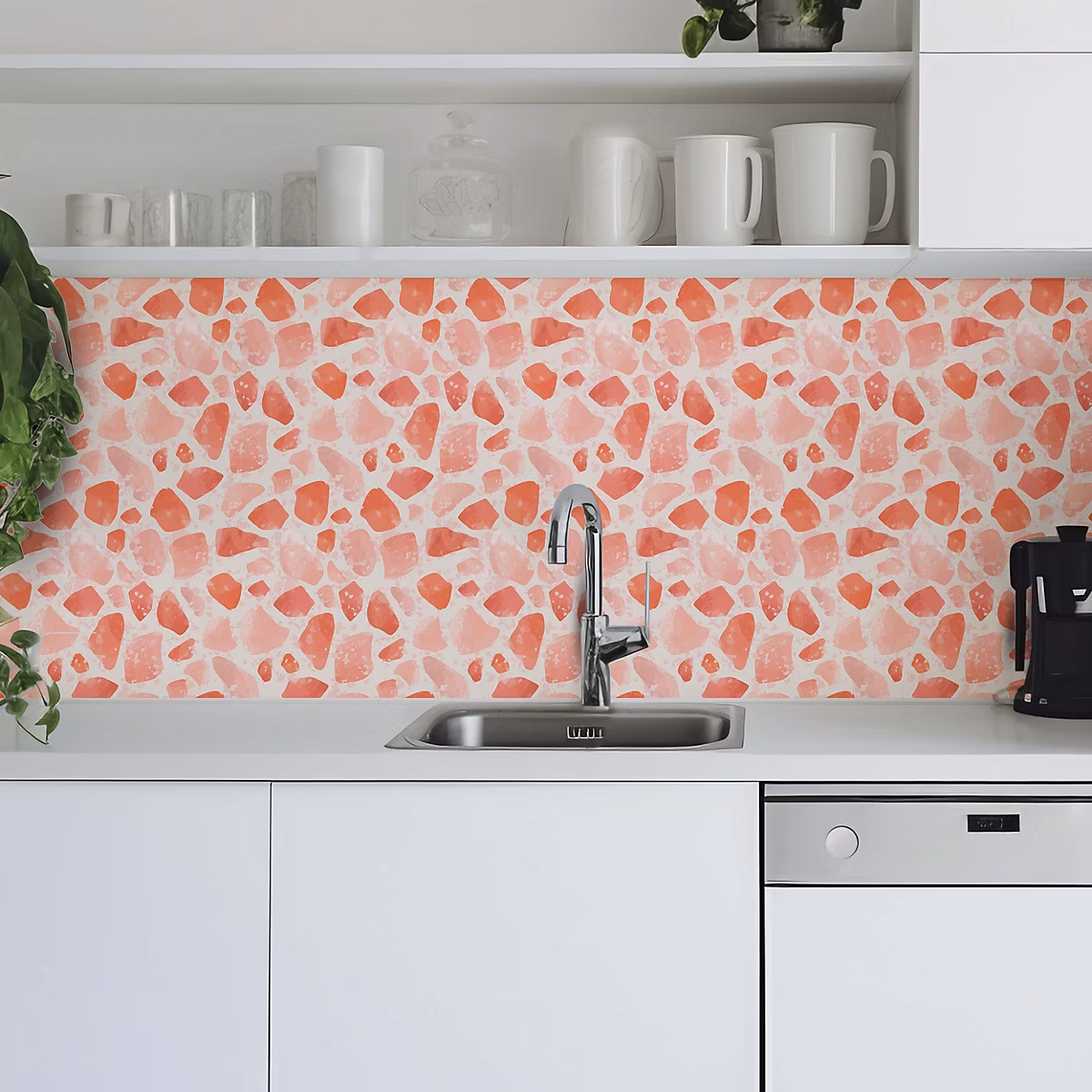 Crédence adhésive Terrazzo style Terracotta 60 × 400cm