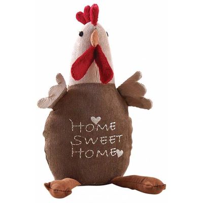 Cale-porte poule en velours Home sweet home 27 cm (Marron)