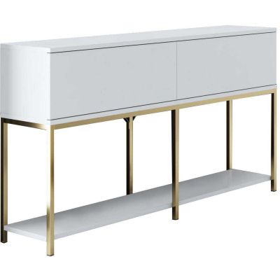 Console en agglomeré et métal Lord (Blanc et doré)
