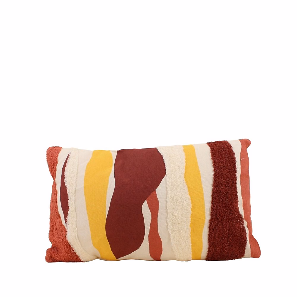 Coussin imprimé coloré et brodé bouclette 30 × 50cm