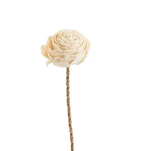 Bien pensé extérieur:Fleur en bois de Sola et coco forme Gardénia - Ø 8 x H 51 cm