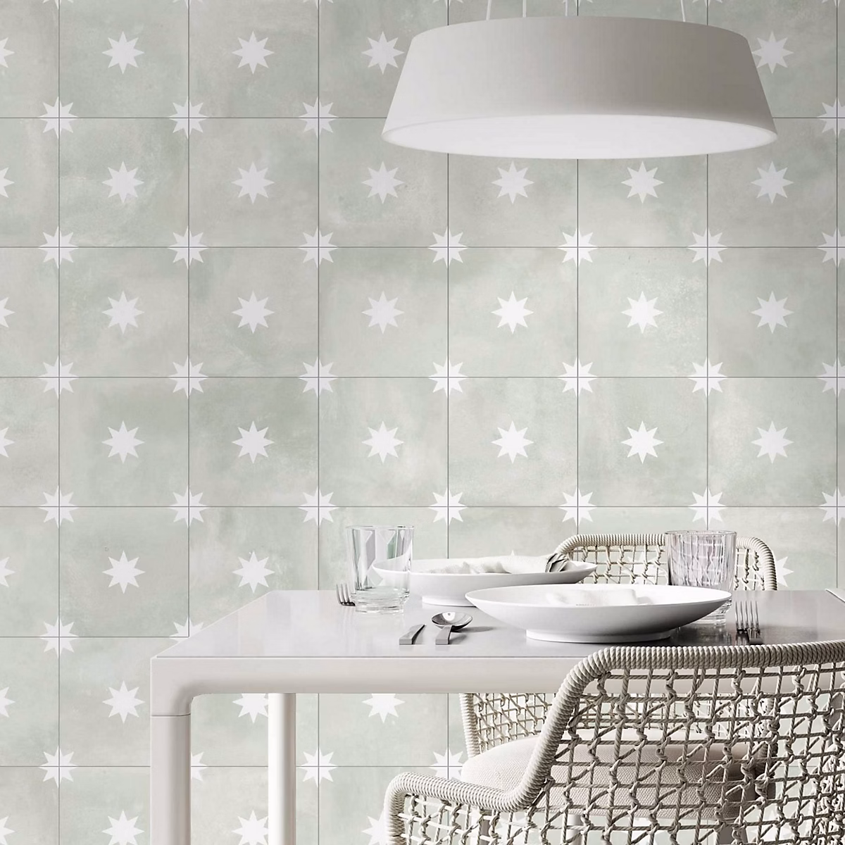 Carrelage Imitation Carreaux de Ciment Vert Étoile STAR 44x44 Sage – Les Carreaux de Jean