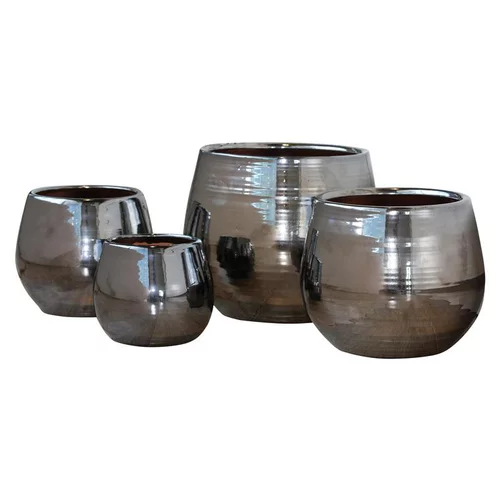 Pour tous vos besoins jardin:Pot Cancale coloris métal en terre cuite émaillée H 27 x Ø 25 cm