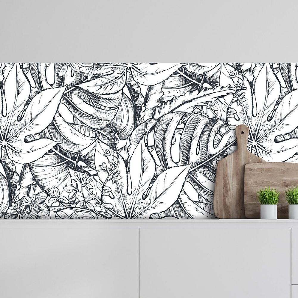 Crédence adhésive feuillage 50 × 200cm