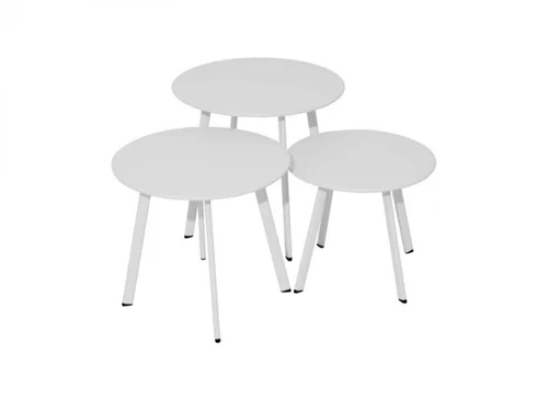 Une sélection pensée pour le jardin:Table basse en acier coloris blanc Proloisirs Massaï -Ø50 x H43 cm
