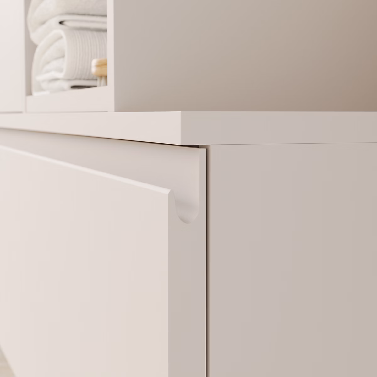 Meuble sous vasque l.120 x H.60 x P.45 cm – beige cachemire, 2 tiroirs avec poignées intégrées, Kentia