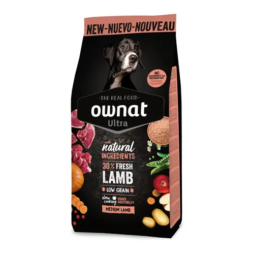 Jardin à organiser：Croquette pour chien adulte stérilisé de taille moyenne à l'agneau et riz Ownat - 3 kg