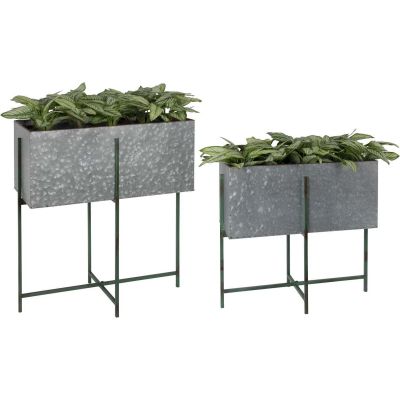 Jardinière sur pied en zinc intérieure extérieure (Lot de 2) (Rectangulaires - 22,3 / 33,3 litres)