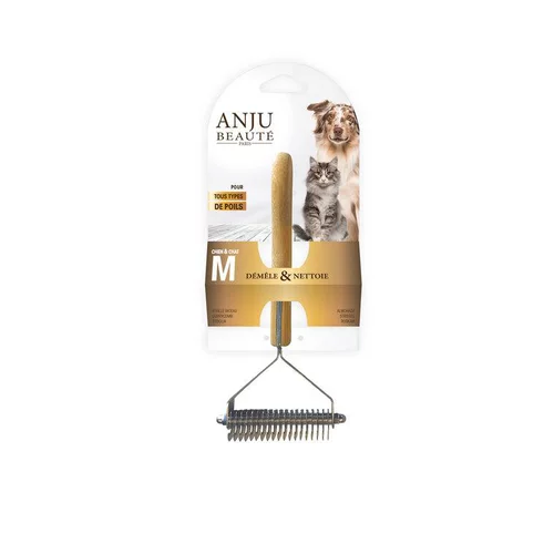 Solution utile:Étrille râteau pour chien et chat coloris marron Anju Beauté – Taille M