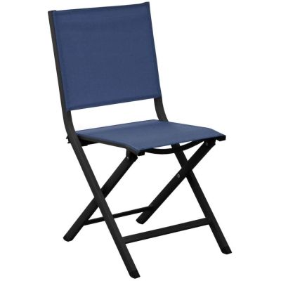 Chaise jardin pliante en aluminium Thema (Graphite, bleu )