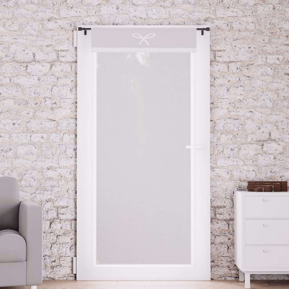 Brise bise grand format à motif nœud (70 × 200 cm – Gris clair)