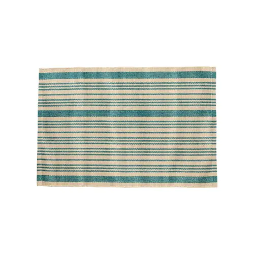 Pour tous vos projets jardin:Tapis tissé à lignes blanches et bleues en coton - 60 x 90 cm