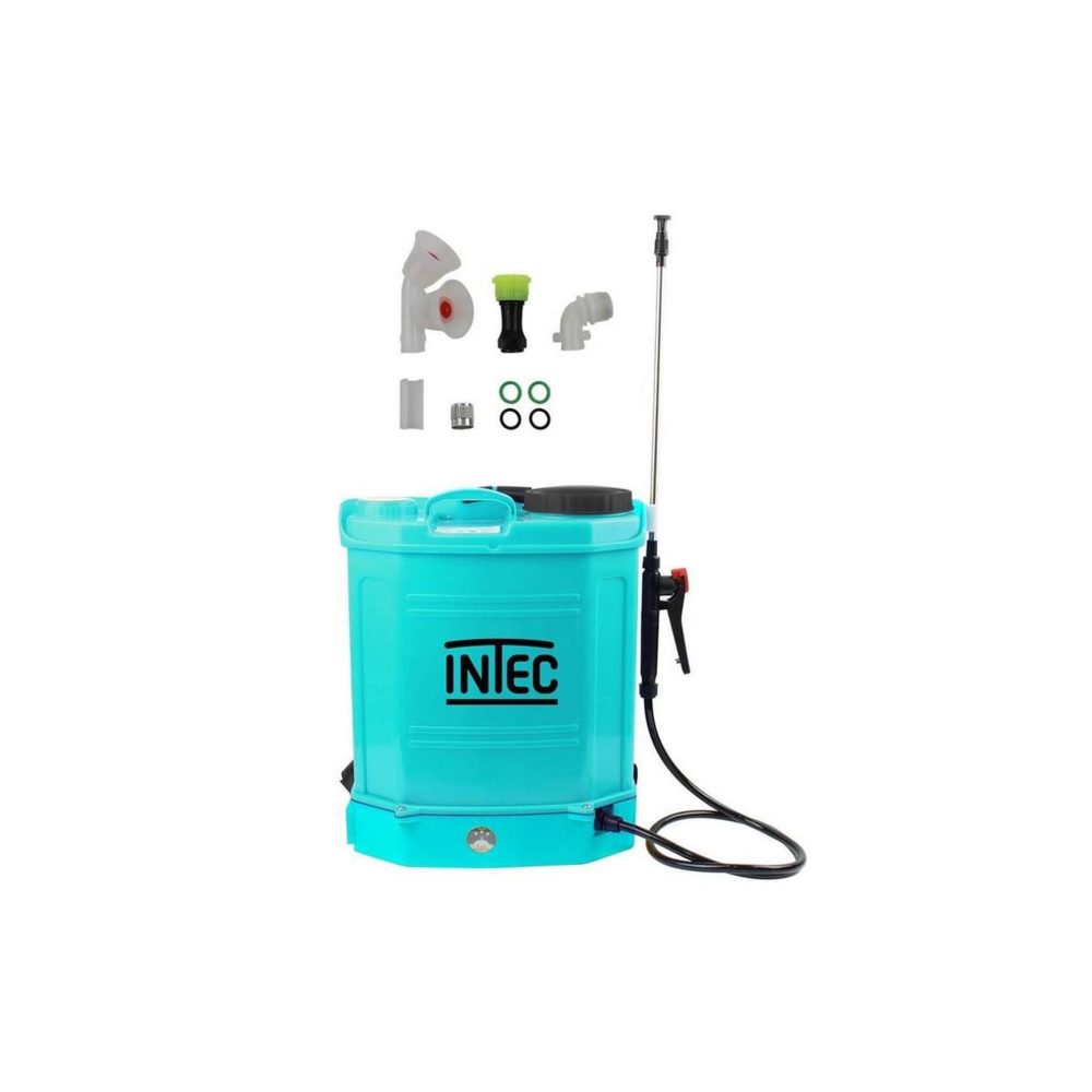 INTEC Pulvérisateur à batterie à dos 16l - pression 5 bar lance extensible 3 buses pulvérisateur électrique intec