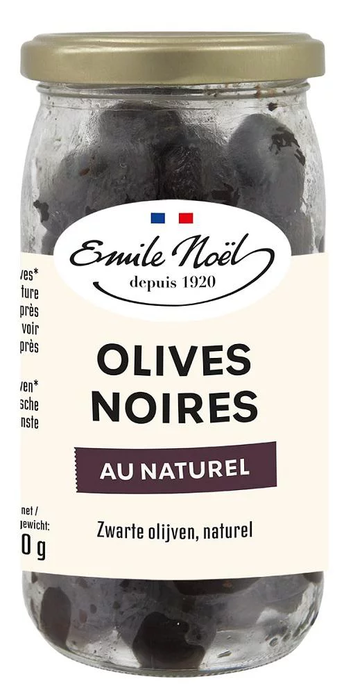 Jardin bien-être:Olives noires au naturel bio gros calibre en bocal de 250 g