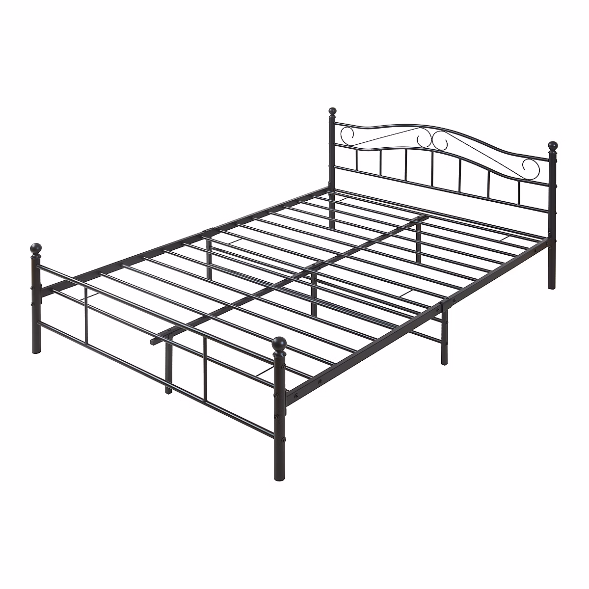 Cadre de lit double Florenz Acier Revêtu par Poudre 140 × 200 Noir en.casa
