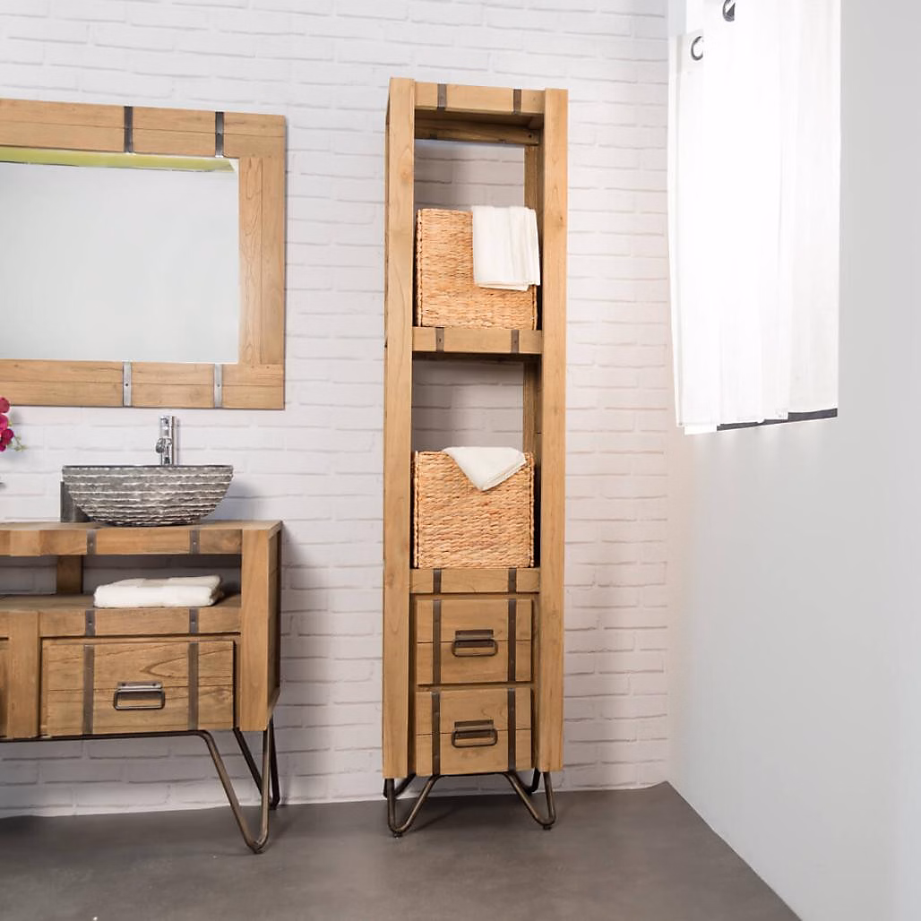 Meuble de salle de bains – Colonne en mindi 190 Loft naturel