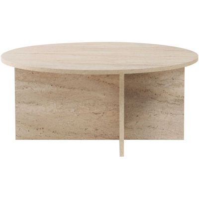 Table basse ronde en aggloméré Soleil (Travertine)