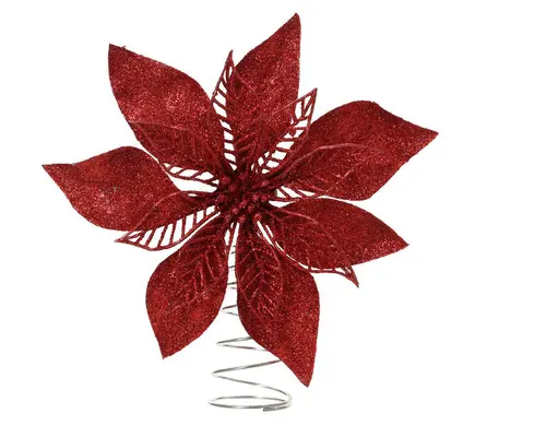 Pour l’univers du jardin:Cimier forme poinsettia en plastique rouge - 2 x 22 x 22 cm