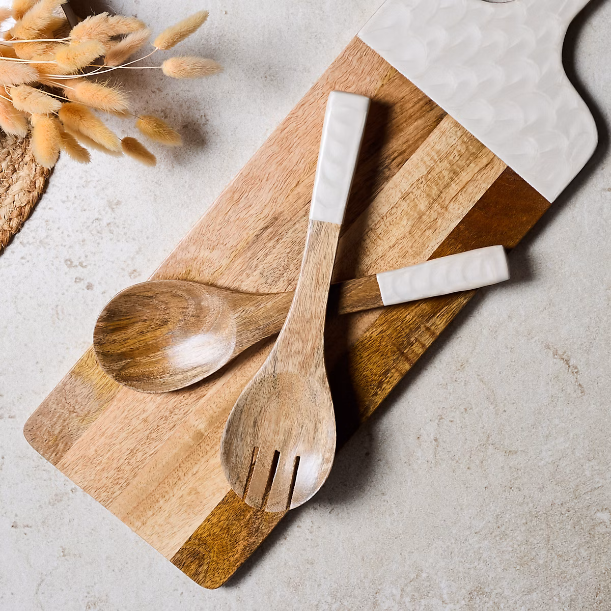 Couverts à Salade | HOME DECO FACTORY – Nerina – Manguier – Marron et Beige