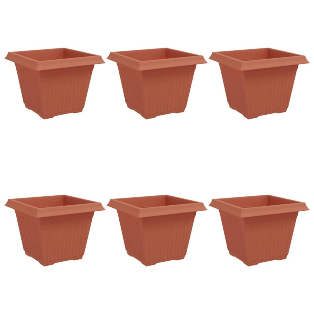 vidaXL Pot de Fleurs Carré 6 pc Rouge brique 43 x 43 x 33,5 cm