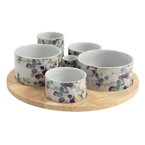 Facile au jardin:Service de 6 pièces apéritives coloris multicolore en grès - Ø 31 cm