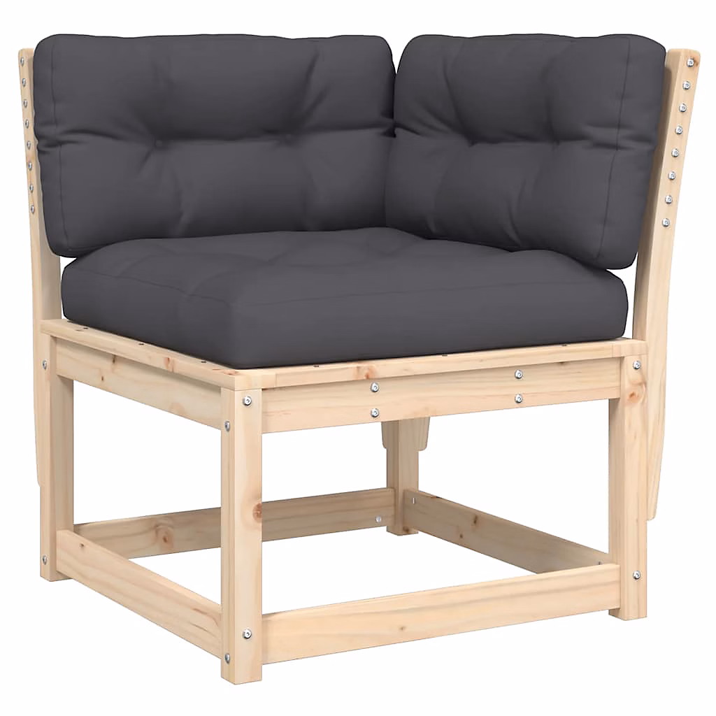 Canapé d'angle de jardin et coussins 73 × 73 × 78cm bois pin massif vidaXL