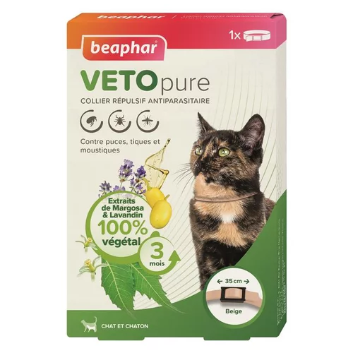 Votre allié à l’extérieur：Collier pour chat insectifuge beige Beaphar Vetopure