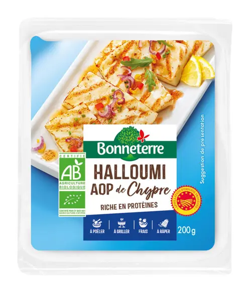 Jardin & idées:Halloumi bio AOP de Chypre Bonneterre – 220 g