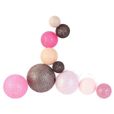 Guirlande lumineuse boules colorées 10 leds multi-tailles (Fuschia)