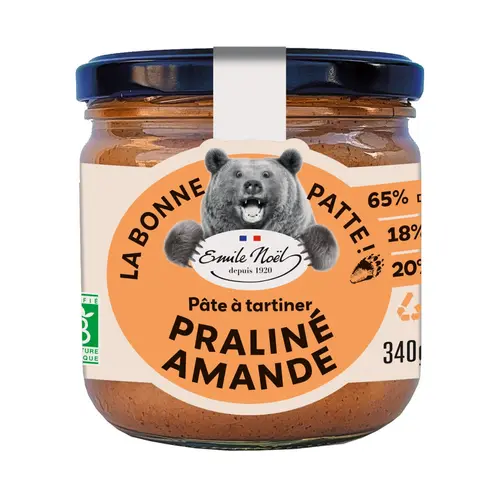 Esprit extérieur:Pâte à tartiner bio praliné amande Émile Noël La bonne patte - 340 g