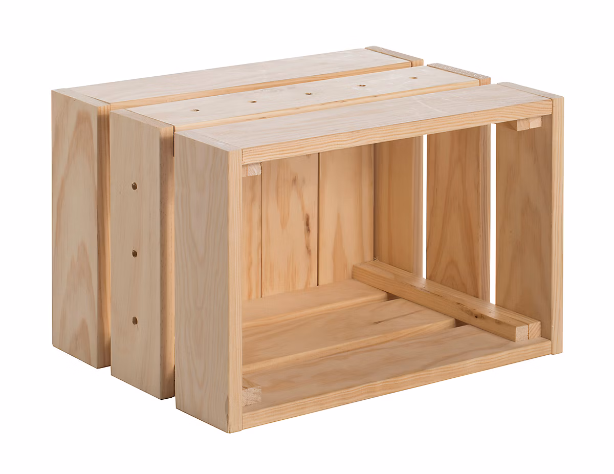 Boîte Homebox en pin massif emboîtable et empilable 25 – 6x38 | 4 × 28 cm