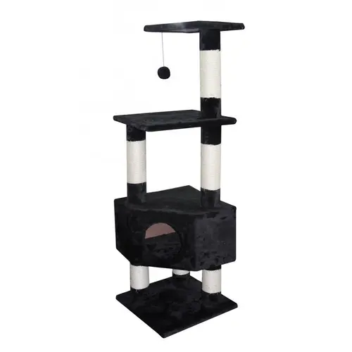 Une idée pour votre jardin:Arbre à chat avec panier et griffoir coloris noir Eco Loonaa classic - 135 cm