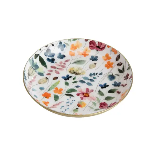 Un choix pratique pour le jardin:Sous-verres en métal blanc à fleurs multicolores x 4 - 10 x 3 cm