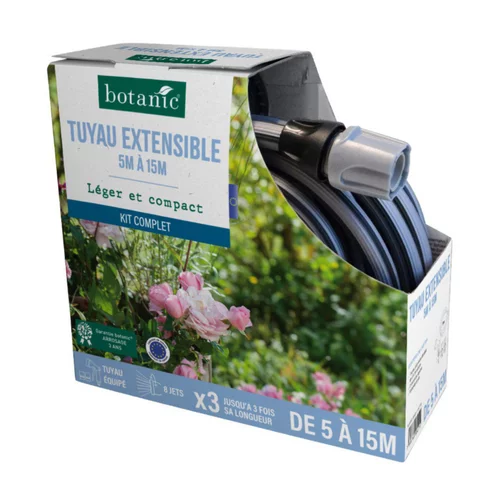 Extérieur pratique:Tuyau extensible de 5 à 15 m botanic® - Kit complet léger et compact