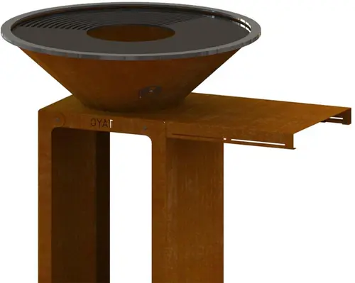Jardin actuel:Mini tablette pour brasero B.B.O D.58-D.68 Oyat coloris marron en acier - 37 x 37,5 x 4,3 cm
