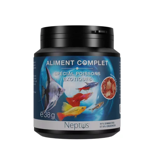 Jardin en extérieur:Aliment complet pour poissons exotiques flocons coloris multicolore Neptus – 200 ml