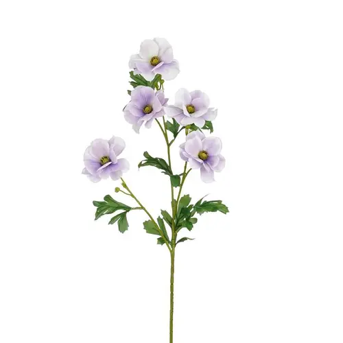 Facile dehors：Tige de renoncule artificielle en plastique recyclé violet clair - 63 cm