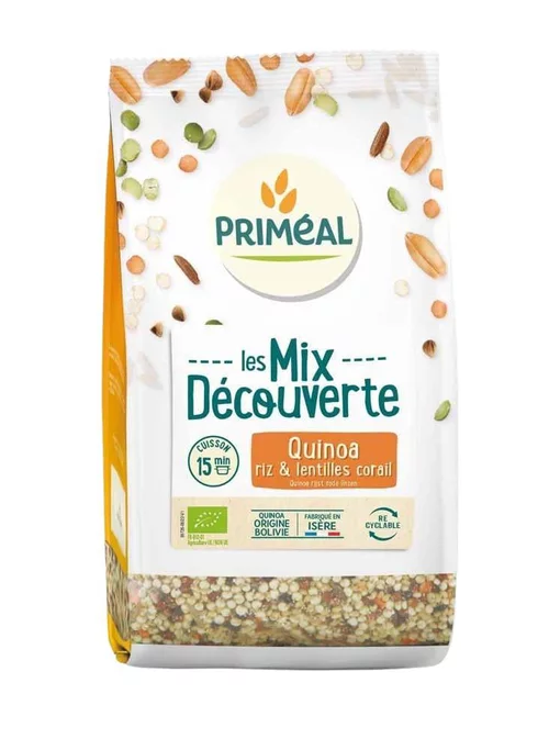 Choix jardin：Mélange gourmand quinoa, riz, lentilles corail bio Primeal - 400 g