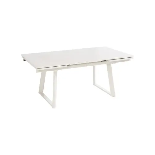 Pour mieux vivre dehors：Table Malo avec 2 allonges et rails coloris beige en plastique - 180/230/280 x 100 cm