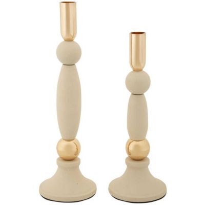 Bougeoir en métal Strek (Lot de 2) (Crème et doré)